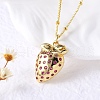 Brass Micro Pave Camellia Cubic Zirconia Fruit Pendant Necklaces for Women NJEW-U042-02A-G-1