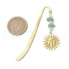 Natural Red Aventurine & Green Aventurine & South Red Agate & Sunstone Chips & Brass Sun Charms Bookmarks AJEW-JK00370-4