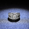 Rhodium Plated 925 Sterling Silver Micro Pave 6.5x3.9mm Cubic Zirconia Finger Rings WGBE16F-18-2