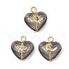 3Pcs 3 Styles Brass Glass Heart Pendants PALLOY-JF03688-02-1