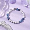 Natural Howlite & Blue Aventurine(Dyed & Heated) Round Beaded Stretch Bracelets BJEW-TA00528-02-2