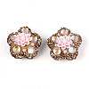 Flower Shape Polymer Clay Rhinestone Beads CLAY-U023-01C-1