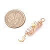 3Pcs 3 Styles Electroplated Natural Quartz Crystal Pointed Copper Wire Wrapped Pendants PALLOY-JF03766-07-2