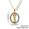 Elegant Vintage Brass Pave Cubic Zirconia Virgin Mary Religion Pendant Necklaces JB8596-1-1
