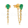 S925 Sterling Silver Cubic Zirconia Teardrop Tassel Stud Earrings MO8929-1-1