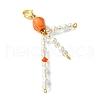 Round Acrylic Beads & Shell Pearl Pendant Decorations HJEW-JM02093-4