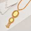 Modern fashion Brass and Iron Flower Textured Oval Tassel Pendant Nnecklaces for Women SB0714-4