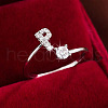 Brass & Cubic Zirconia Cuff Rings WG53F6D-16-1