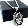 Vintage Stainless Steel Sacred Heart of Jesus Pendant Necklaces for Men IC9997-2