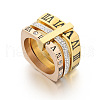 Roman Numerals 304 Stainless Steel & Crystal Rhinestone Finger Rings FS-WGD9A22-29-2