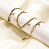 304 Stainless Steel Twisted Chain Necklaces with Moon Charm Tassel NJEW-R023-08G-1