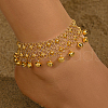 Bohemian Ethnic Style Brass Bell Charm Anklets with Tassels for Women AN9396-1
