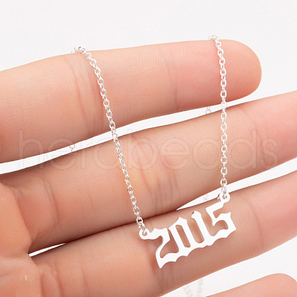 2015 Birth Year Number 201 Stainless Steel Pendant Cable Chain Necklaces FS-WGB5F08-59-1
