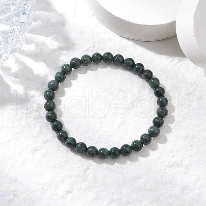 Natural Black Jade Beads Stretch Bracelets for Women BJEW-TA00603-1