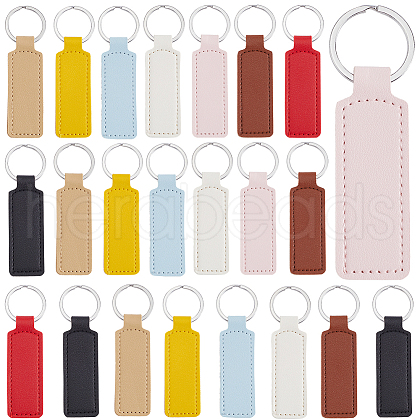 SUNNYCLUE 24Pcs 8 Colors PU Leather Keychain KEYC-SC0001-30-1
