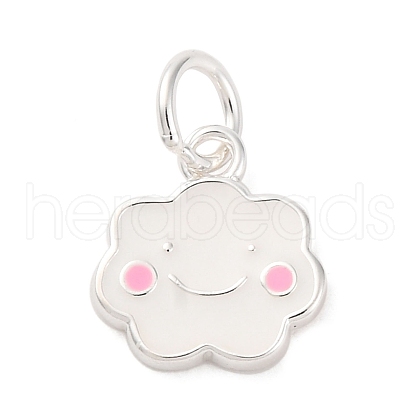 925 Sterling Silver White and Pink Enamel Smiling Face Cloud Charms STER-D303-03S-1