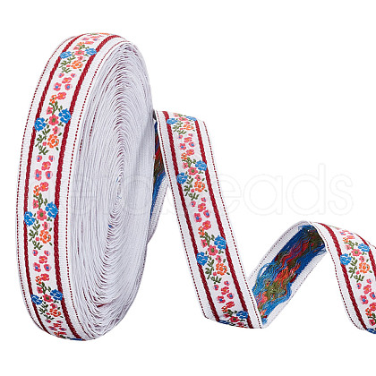AHADERMAKER 11 Yards Polycotton(Polyester Cotton) Embroidery Flower Ribbon OCOR-GA0001-98B-1