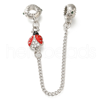 Rack Plating Alloy Enamel European Beads with Safety Chains PALLOY-A009-01P-1