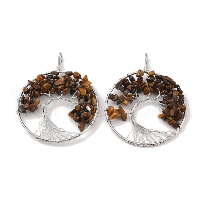 Natural Tiger Eye Big Pendants G-G910-K21-P-1