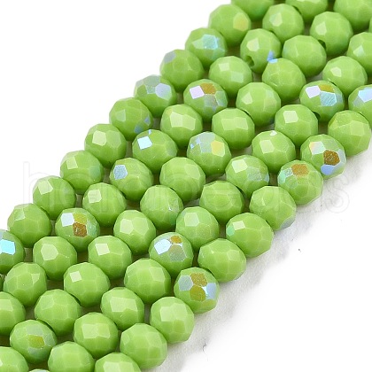 Electroplate Opaque Solid Color Glass Beads Strands EGLA-A044-P3mm-L30-1