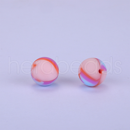 Printed Round Silicone Focal Beads SI-JX0056A-74-1