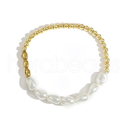Handmade Brass Beads Stretch Bracelets AI7189-4-1