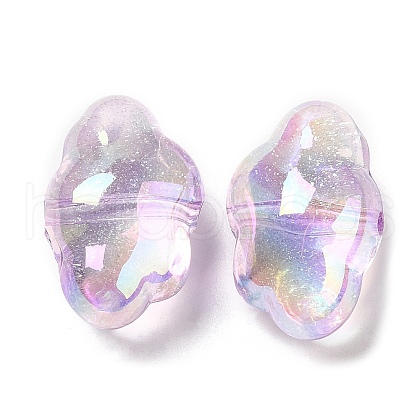 UV Plating Transparent Rainbow Iridescent Acrylic Beads OACR-C016-31D-1