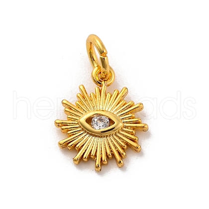 Brass Micro Pave Cubic Zirconia Charms KK-U033-04G-01-1