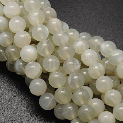 Round Natural White Moonstone Bead Strands G-L425-22-10mm-1