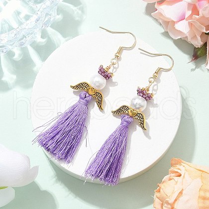 Angel 304 Stainless Steel Dangle Earrings EJEW-MZ00409-04-1