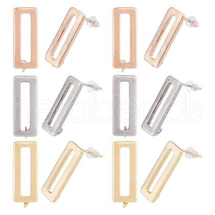 DICOSMETIC 18Pcs 3 Color 201 Stainless Steel Stud Earring Findings STAS-DC0014-84-1