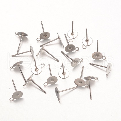 Non-Tarnish 316 Surgical Stainless Steel Stud Earring Settings X-STAS-K098-07-6mm-P-1