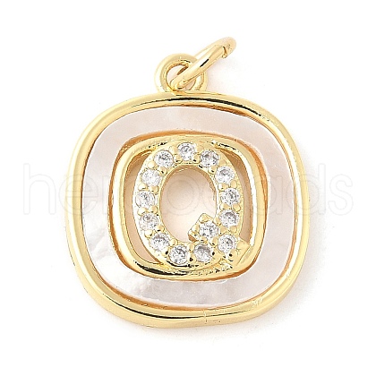 Rack Plating Brass Micro Pave Clear Cubic Zirconia Pendants KK-E102-33G-Q-1