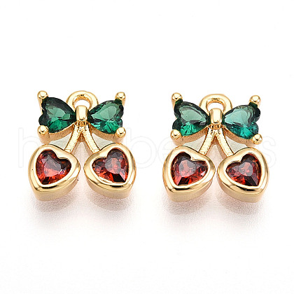 Brass Micro Pave Cubic Zirconia Charms KK-N261-94A-G-1