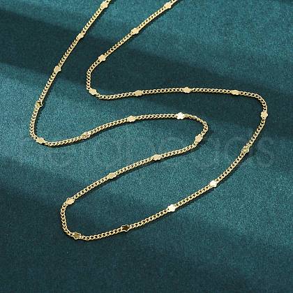 Brass Curb Chains with Star Necklace for Women NJEW-P265-11G-1
