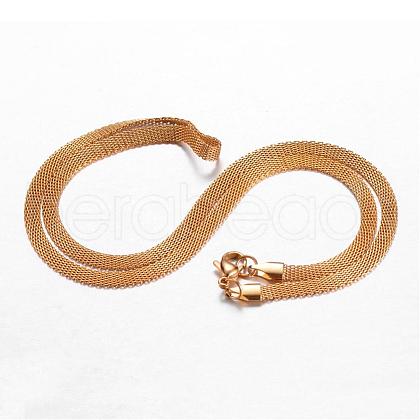 304 Stainless Steel Mesh Chain Necklaces NJEW-G256-02G-1