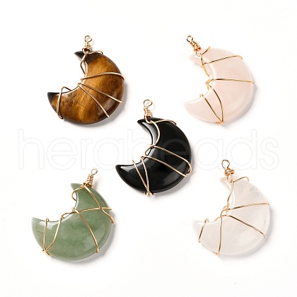 Natural Mixed Stone Pendants PALLOY-JF00855-1