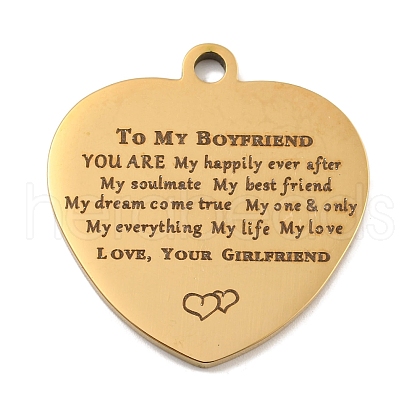 Valentine's Day PVD Vacuum Plating 201 Stainless Steel Pendants STAS-L079-24G-04-1