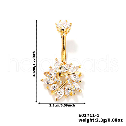 Chic and Simple Brass Full Crystal Rhinestone Snowflake Curved Barbell Belly Button Rings DN7617-1-1