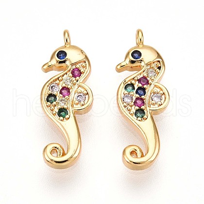 Brass Micro Pave Cubic Zirconia Pendants KK-N261-16G-1