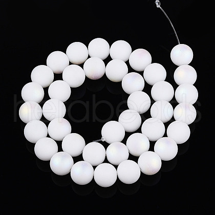 Frosted Opaque Glass Beads Strands GLAA-T032-P10mm-MBB02-1