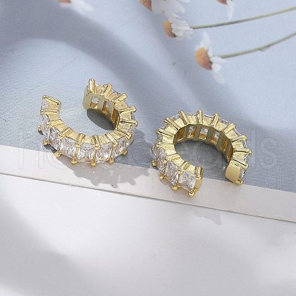 Cubic Zirconia Tennis Cuff Earrings EJEW-K093-09G-05-1