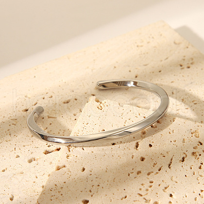 Vintage European and American Stainless Steel Twisted Cuff Bangles for Women WV1773-2-1