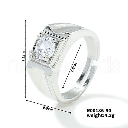 Mother's Day Rings Fashionable Unisex Brass Micro Pave Clear Cubic Zirconia Solitaire Ring VA2990-14-1
