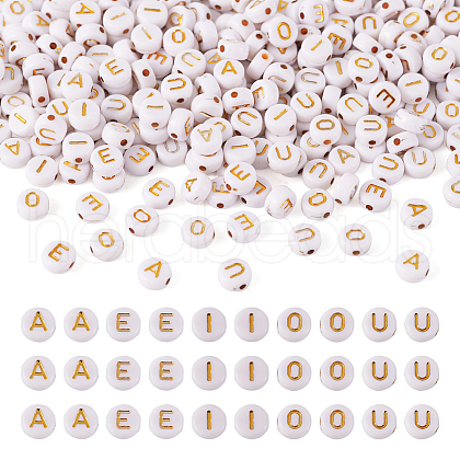 500Pcs 5 Style Plating Acrylic Beads PACR-BY0001-01-1