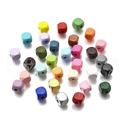 Spray Painted Wooden Beads WOOD-P021-01B-M-1