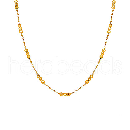 Stainless Steel Ball Link Chain Necklaces for Women PW-WG751C5-02-1
