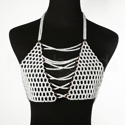 Plastic Imitation Pearl Beaded Multi Layer Bridal Shoulder Chains WG1B7F3-02-1