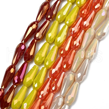 Electroplated Opaque Glass Beads Strands EGLA-L015-FR-B-01-M-1
