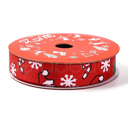 5 Yards Christmas Polyester Printed Grosgrain Ribbon OCOR-A008-01H-1
